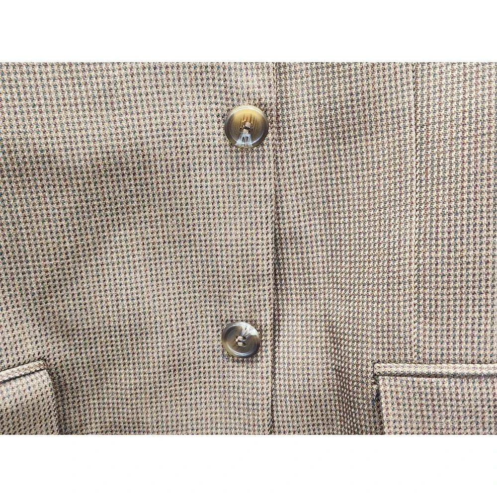 Vtg Lauren Ralph Lauren Men's 40R Brown Lambswool Houndstooth Sport Coat Jacket‎